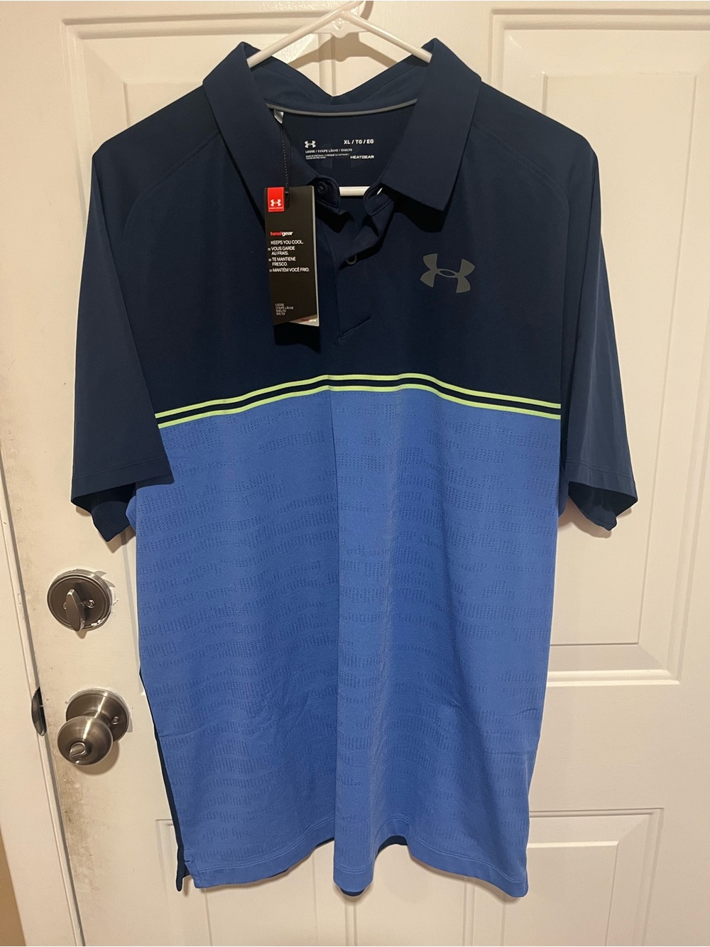 Under Armour The Playoff Polo Heat Gear Dark Blue/Light Blue - Mens XL NWT
